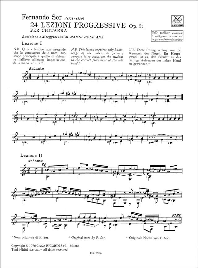 24 Lezioni Progressive Op. 31 - pro kytaru